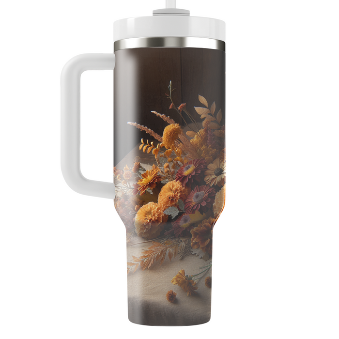 Autumn Floral Harvest  Tumblers With Lids