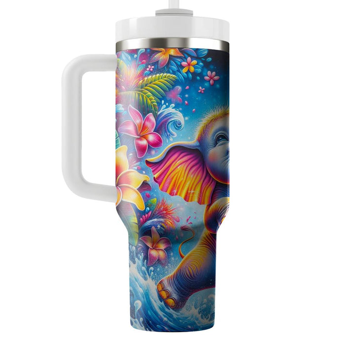 Funky Elephant Splash  Custom Tumblers