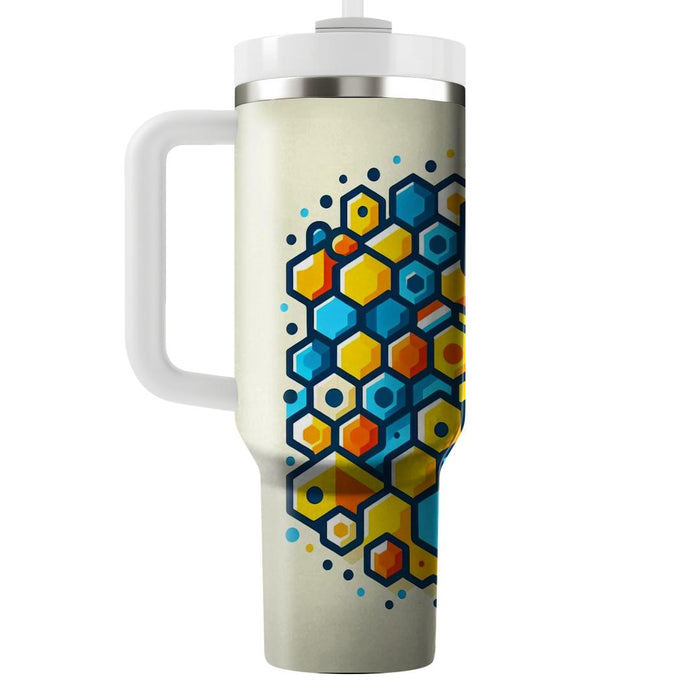 Vibrant Geometric Honeycomb  Travel Tumblers