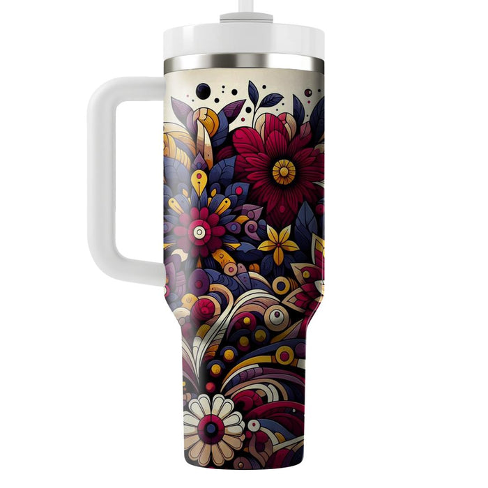 Vibrant Floral Mosaic  Tumbler Cups