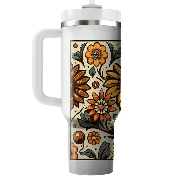 Retro Floral Print  Personalized Tumblers