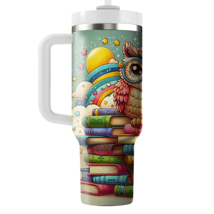 Whimsical Owl Reading  Custom Tumblers