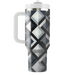 Sleek Monochrome Diamond  Insulated Tumblers