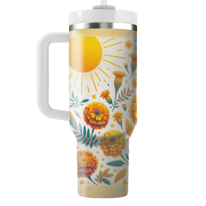 Sunny Marigold Mornings  Tumblers With Lids