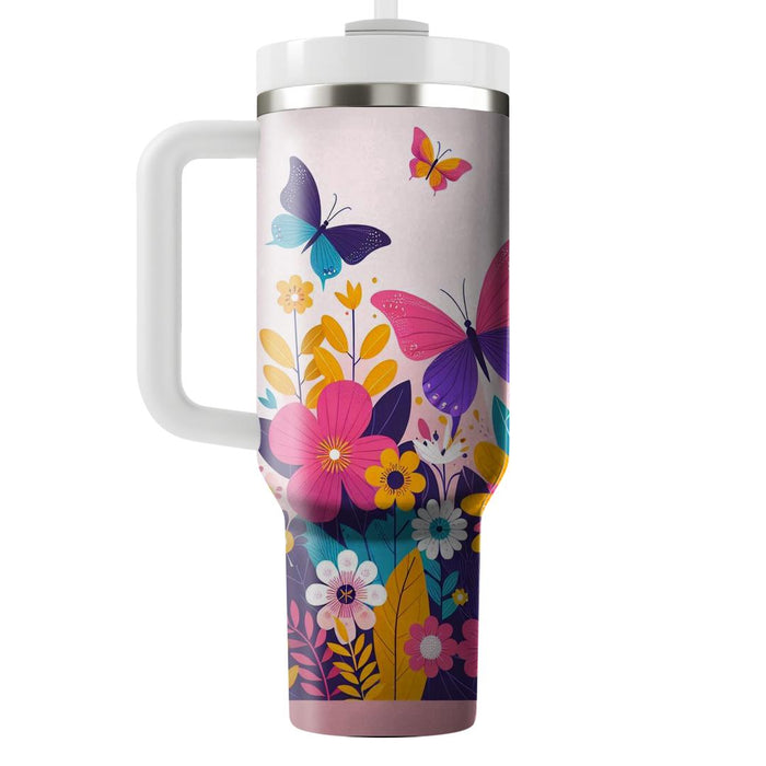 Whimsical Butterfly Blooms  Tumblers With Lids