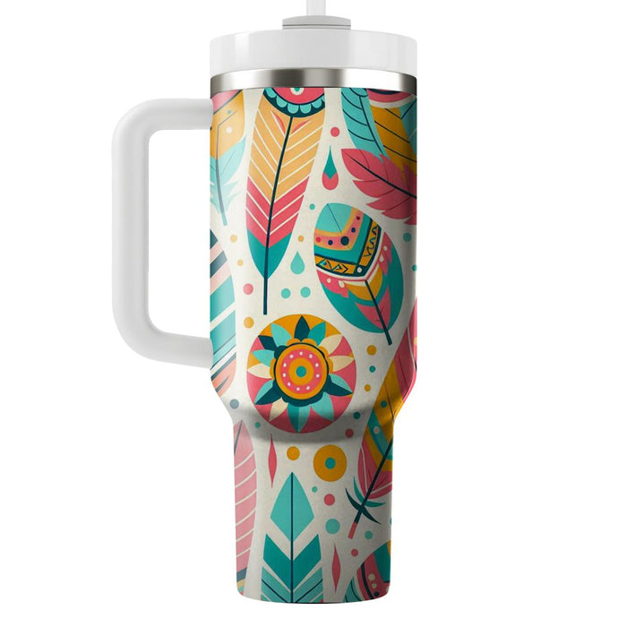 Bright Boho Feather  Insulated Tumblers