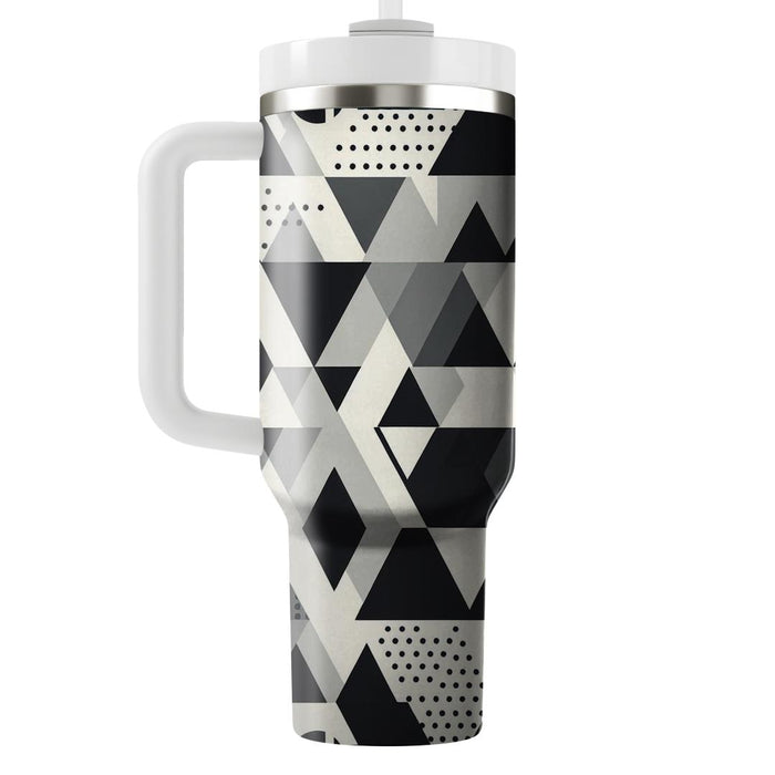 Sleek Monochrome Triangles  Tumblers With Lids