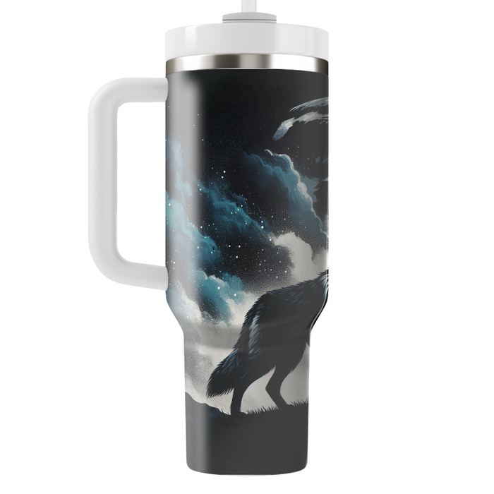 Starlit Wolf Howl  Personalized Tumblers