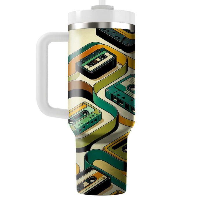 Vintage Cassette Wave  Tumblers With Lids