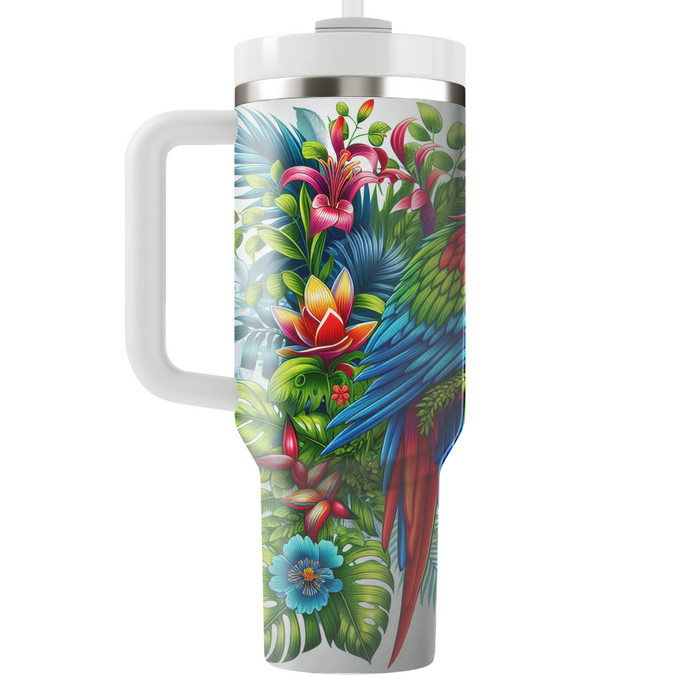 Vibrant Tropical Parrot  Personalized Tumblers