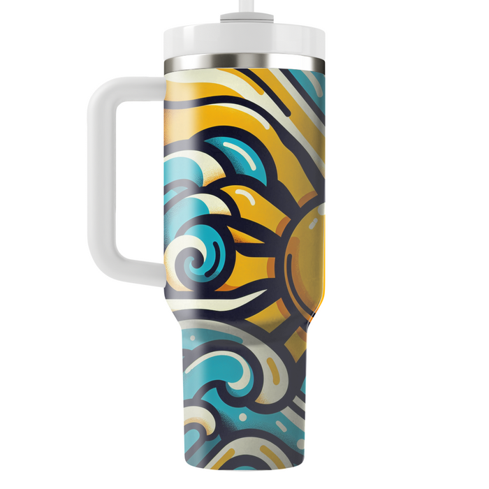 Retro Sun And Waves  Unique Tumblers