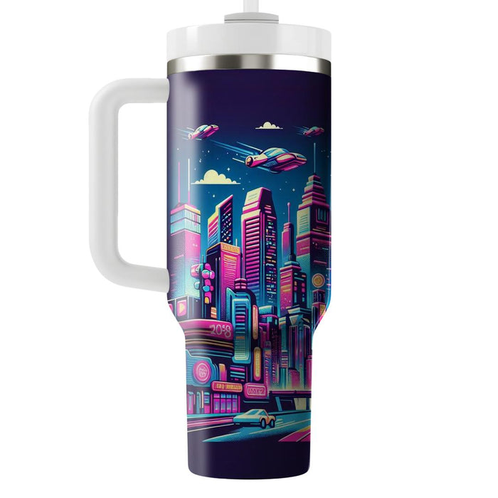 Retro Futuristic City  Unique Tumblers