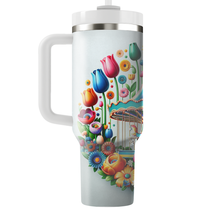 Whimsical Floral Carousel  Travel Tumblers