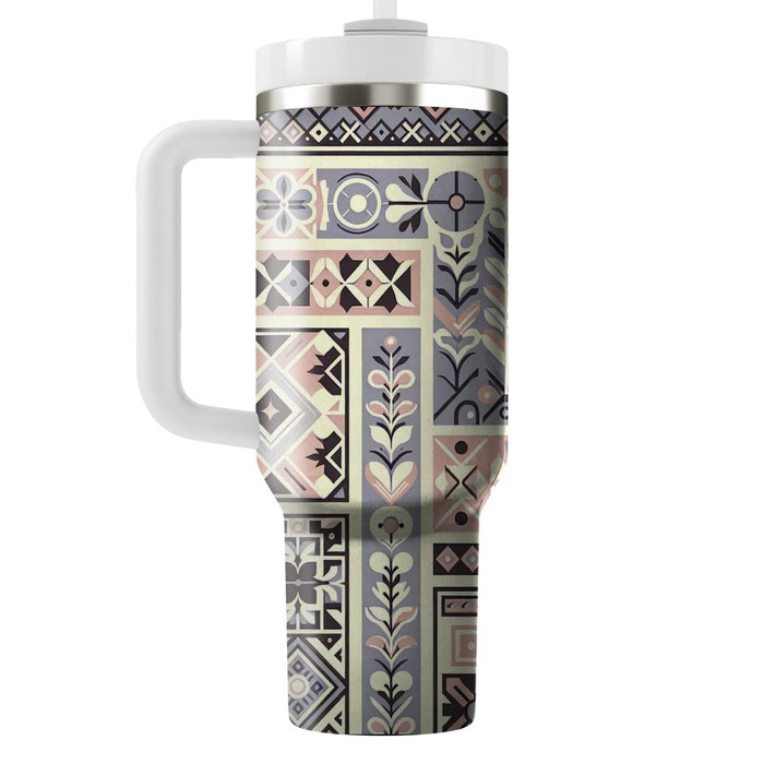 Vintage Geometry Bloom  Personalized Tumblers