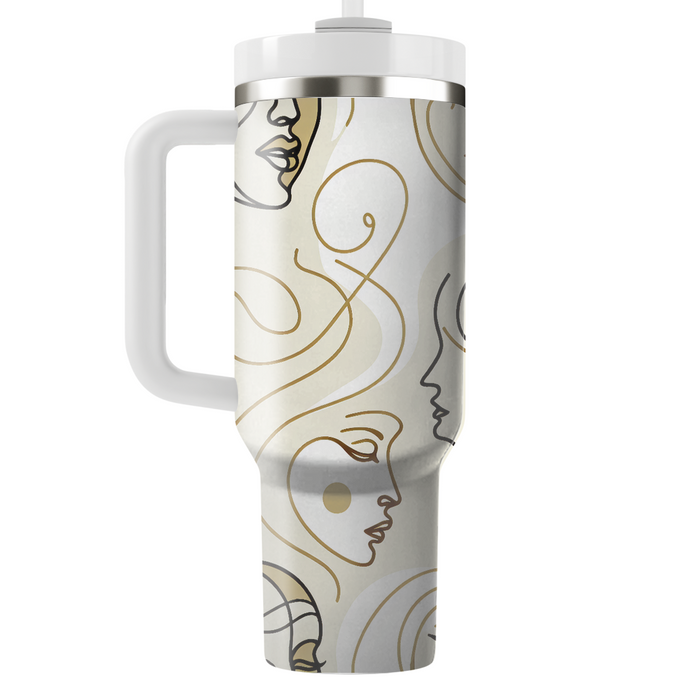 Artistic Line Art Faces  Decorative Tumblers