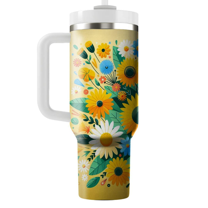 Sunny Floral Radiance  Unique Tumblers