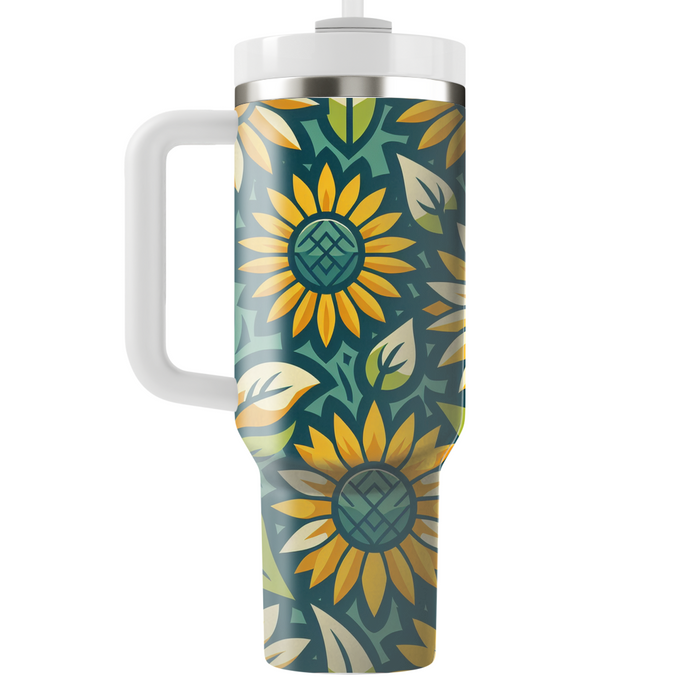 Stylized Sunflower Burst Custom Tumblers