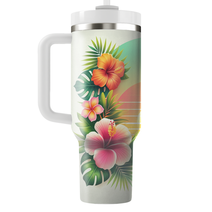 Tropical Sunset Floral  Travel Tumblers