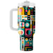 Funky Retro Mod Shapes  Personalized Tumblers