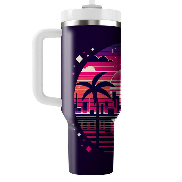 Vivid Synthwave Sunset  Personalized Tumblers