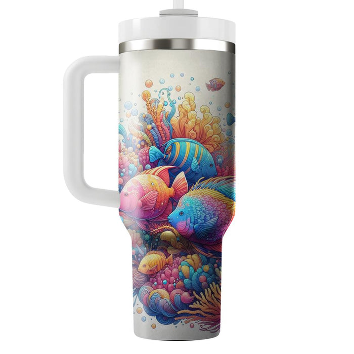 Vivid Rainbow Fish  Tumblers With Lids