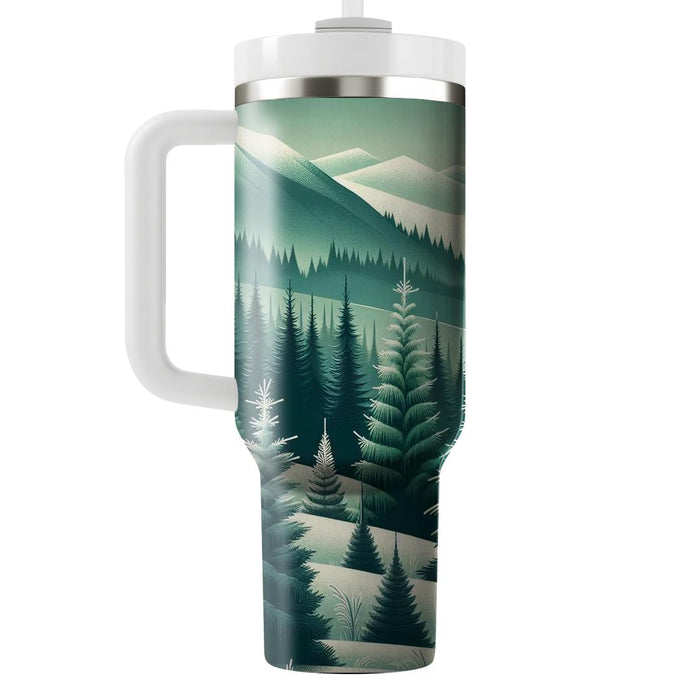 Winter Frosted Evergreen  Decorative Tumblers