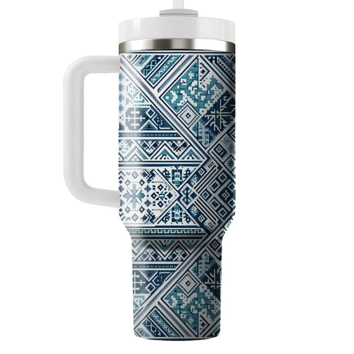 Stitched Denim Pattern  Insulated Tumblers