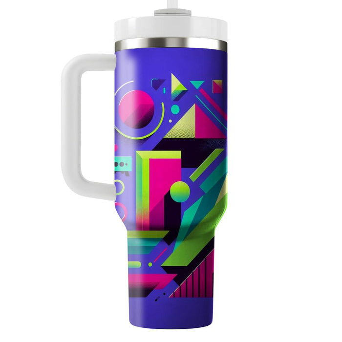 Geometric Neon Patterns  Personalized Tumblers