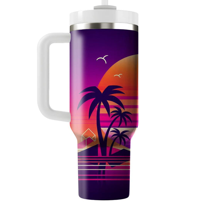 80s Synthwave Sunset  Tumblers With Lids