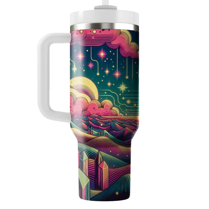 Retro Futurism Landscape  Custom Tumblers