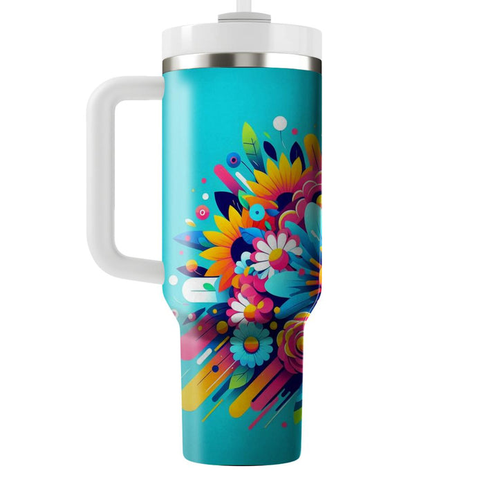 Spring Vibrant Floral Burst  Decorative Tumblers