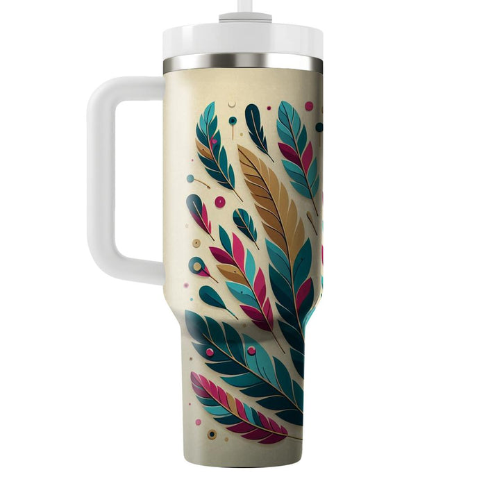 Vibrant Feathered  Travel Tumblers