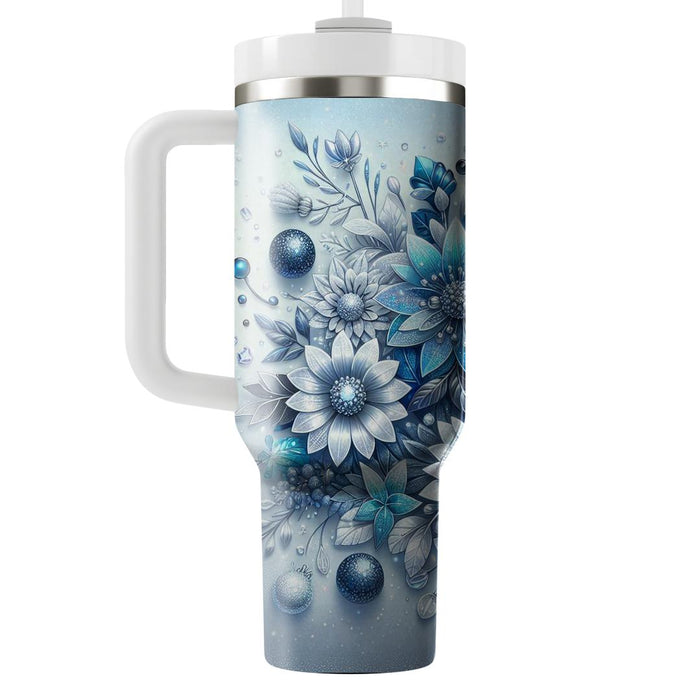 Winter Frost Flowers  Tumblers With Lids