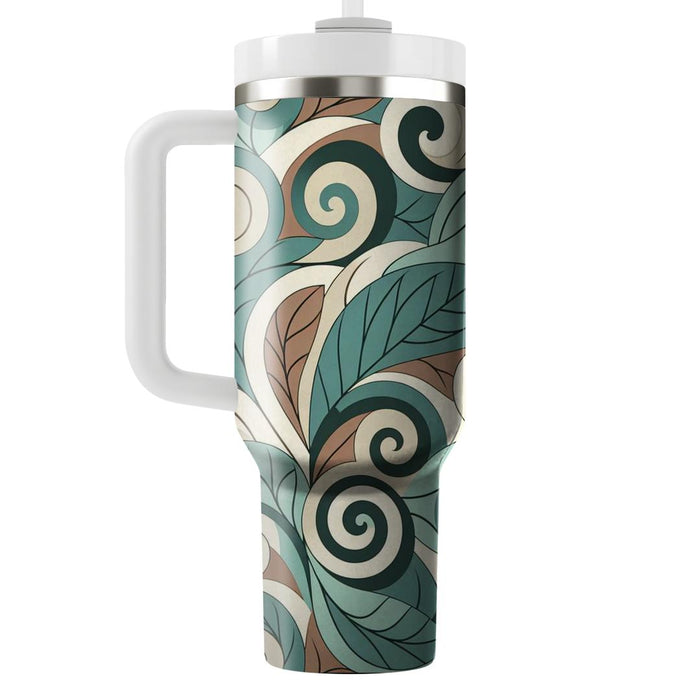 Whimsical Spiraling Leaves  Travel Tumblers