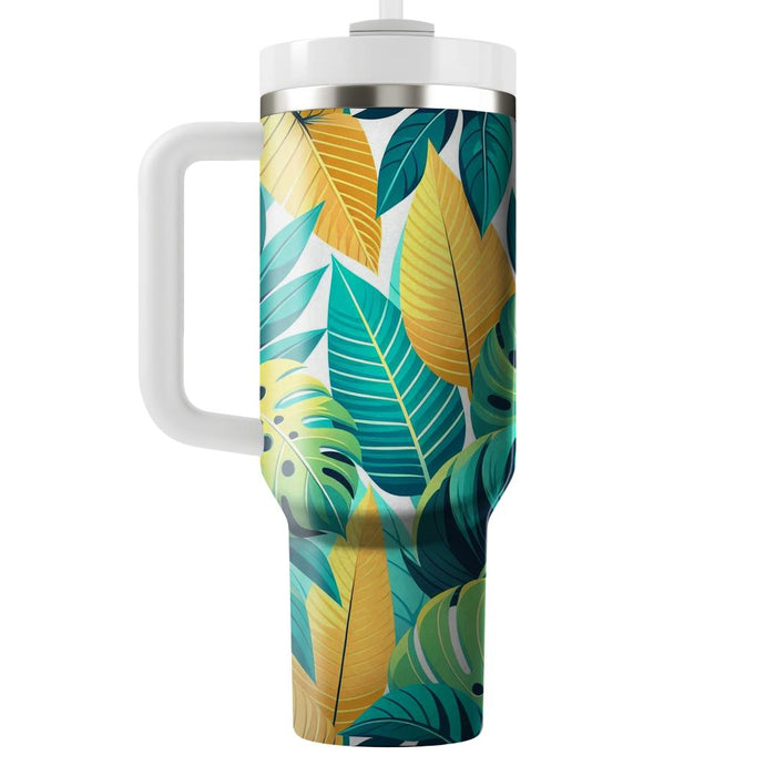 Breezy Tropical Leaf  Tumblers With Lids