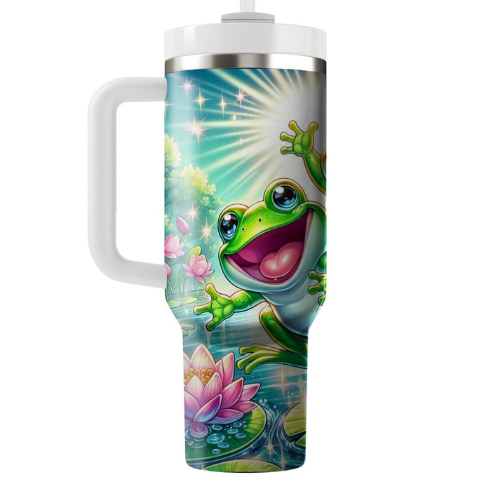 Friendly Frog Lily Pad  Decorative Tumblers