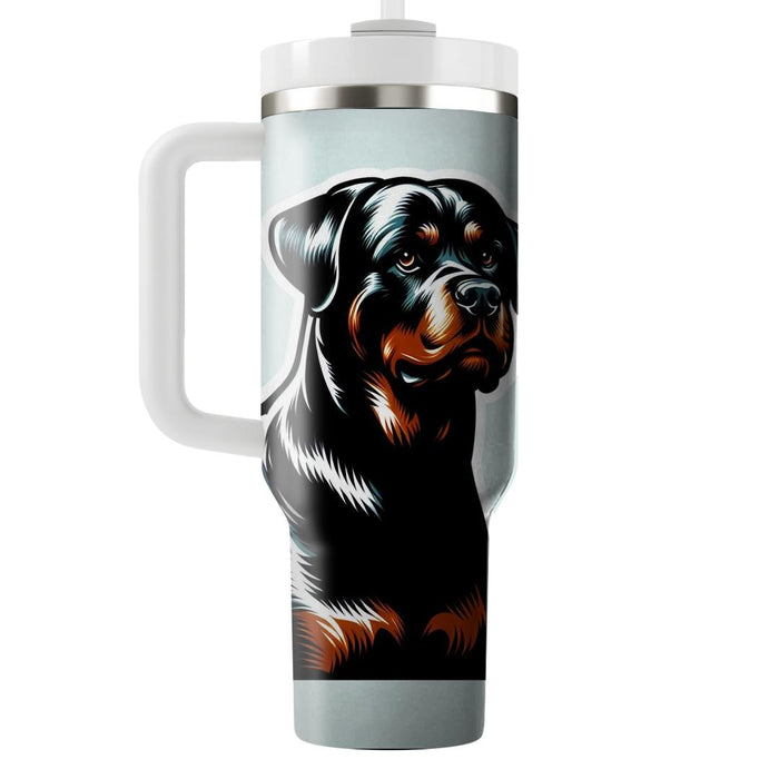 Black Rottweiler Dog  Personalized Tumblers