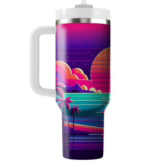 Retro Neon Sunset  Unique Tumblers