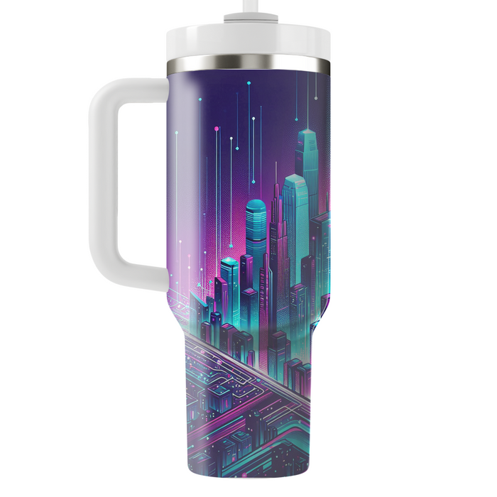 Futuristic Neon Skyscrapers  Personalized Tumblers