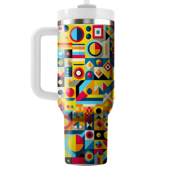 Colorful Patchwork Geometric  Tumblers With Lids