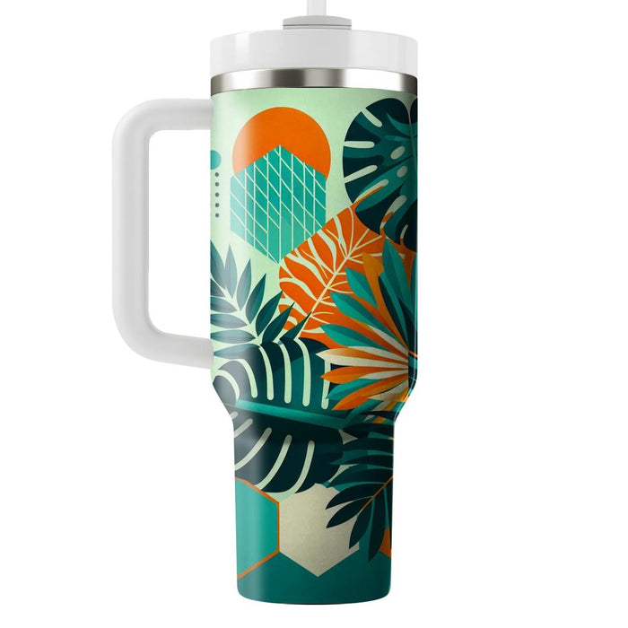 Geometric Tropical Foliage  Personalized Tumblers