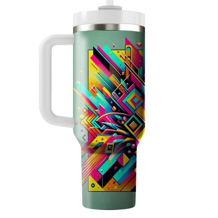 Geometric Neon Splash  Personalized Tumblers