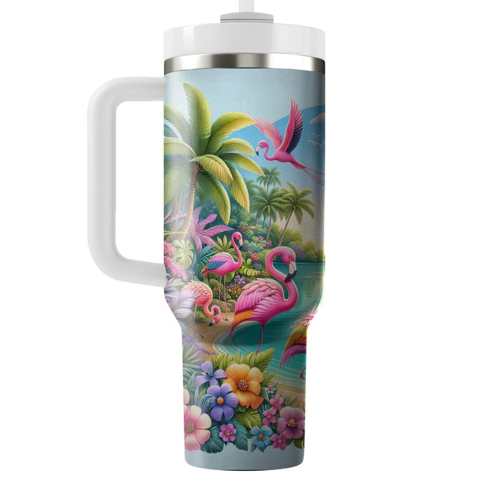 Whimsical Flamingo Paradise  Tumbler Cups