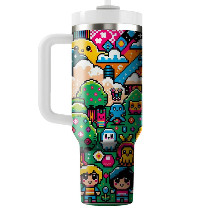 Retro Pixel World  Personalized Tumblers