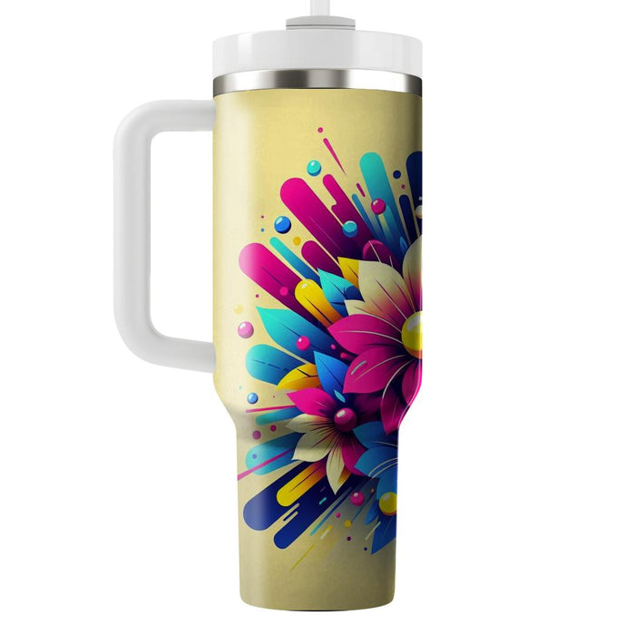 Vivid Floral Explosion  Personalized Tumblers