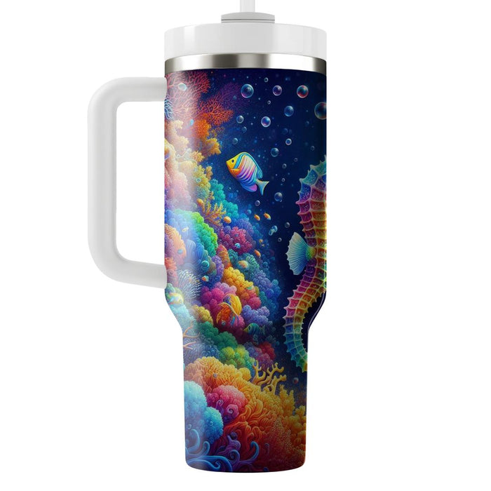 Vibrant Rainbow Seahorse  Decorative Tumblers