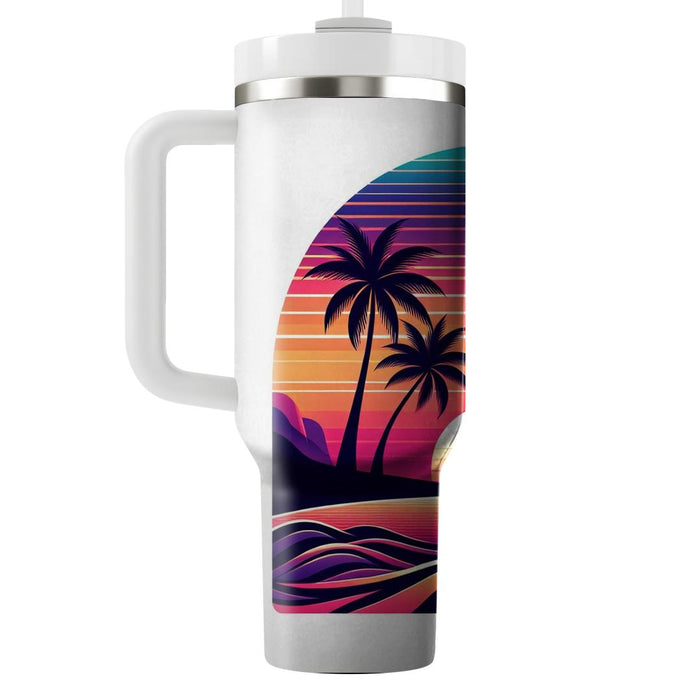 Tropical Retro Sunset  Personalized Tumblers