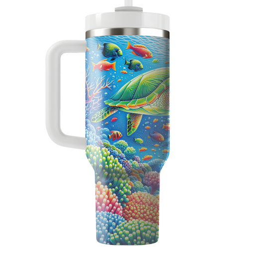 Playful Sea Turtle Journey  Tumblers With Lids