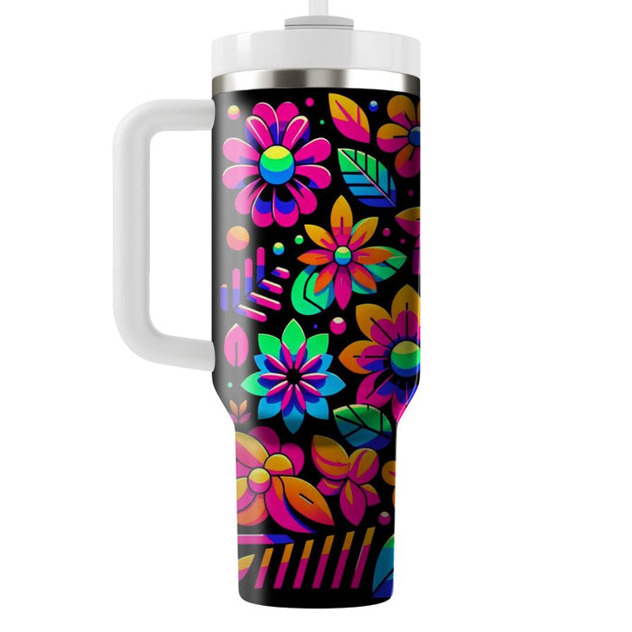 Bright Neon Floral  Unique Tumblers