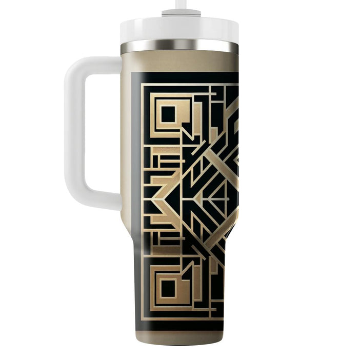 Stylized Geometric Grid  Tumblers With Lids